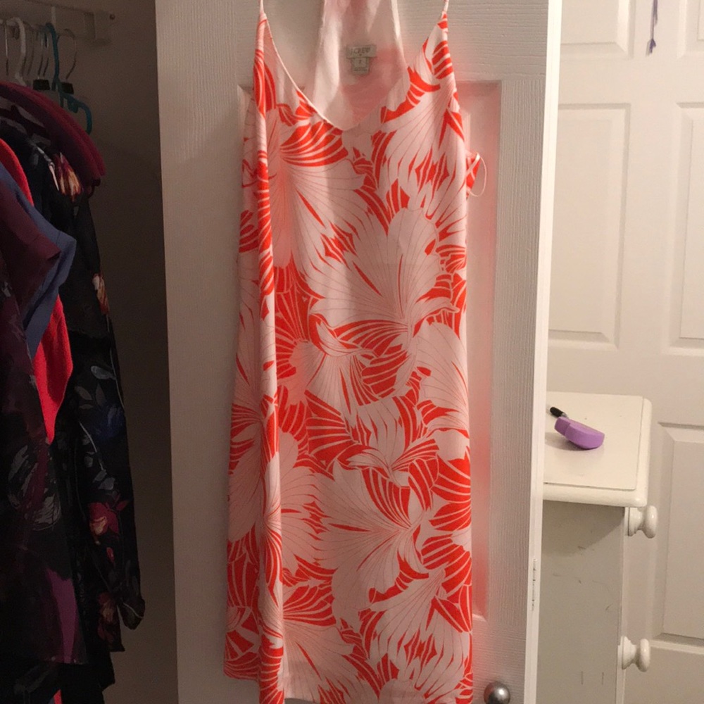 Orange and white Hawaiian print j crew dress